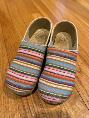 Dansko Vegan Multicolor Striped Slip-On Clogs